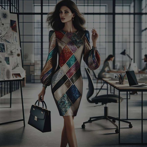 How Can You Style a Geometric Print Shift Dress for a Creative Business Meeting?